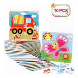 Rompecabezas De Madera Para Niños - Pack De 10 Puzzles - Ju