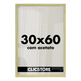 Kit 3 Moldura 30x60 Quadro Acetato Decorativo Corredor Sala Cor Carvalho Liso