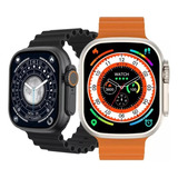 Smartwatch Relógio W68 Ultra Series Inteligente Digital Tela Pulseira Preto Bisel Prateado