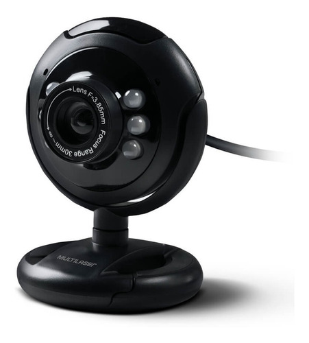 Webcam Plug E Play 16mp Nightvision Microfone Usb Multilaser