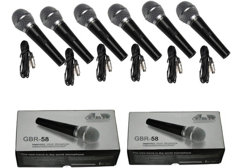Combo 6 Microfono Sm58 Gbr Dinamico Con Cable Envio Gratis