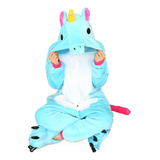 Pijama De Franela Con Capucha Kigurumi Blue Pegasus Con Dibu