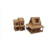 Casinha Miniatura M Para Terrarios Kit 2 Casinhas Mdf Cru