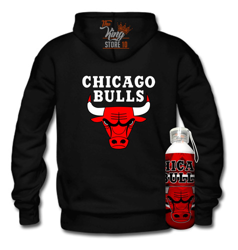 Poleron Con Cierre + Botella, Chicago Bulls, Basketball, Nba, Deporte, Fans, Xxxl