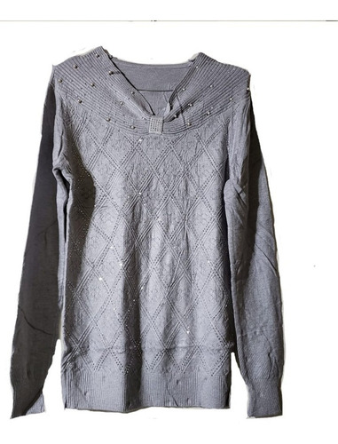 Sweater Importado De Bremer Con Lycra Strass Y Perlas  Luana