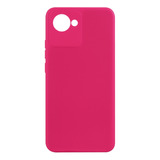 Capa Aveludada Rosa Chiclete Para Realme C30 + Pel. Vidro 3d