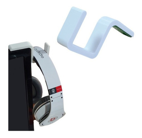 Suporte Fone De Ouvido Headset Headphone No Monitor Lcd Led Cor Branco