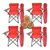4 Piezas Silla Para Acampar Plegable Camping Playa Y Pesca Color Rojo