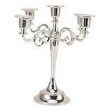 Candelabro 5 Brazos Soporte Hierro Retro Decorativo Plateado