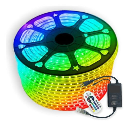 Mangueira Led 5050 Rgb Colorido Chata 12m + Fonte E Controle