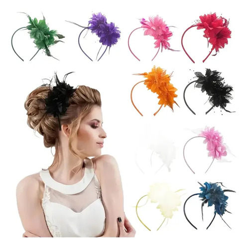 Luxo Tiara Headband Pena Colorida Flor Carnaval Fashion | MercadoLivre