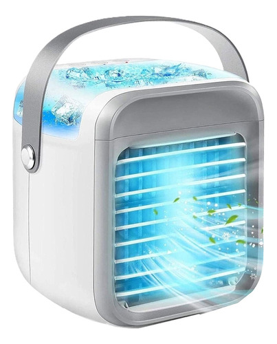 Mini Ventilador Cooler Humidificador Recargable Luz Led 