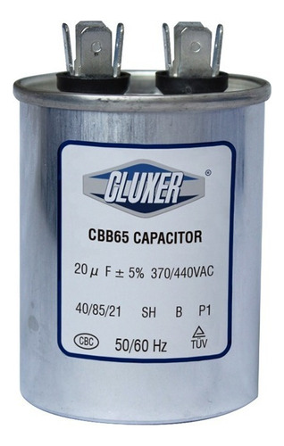 Capacitor De Trabajo 20mf, 370-440vac +-5%, 50/60hz, Cluxer
