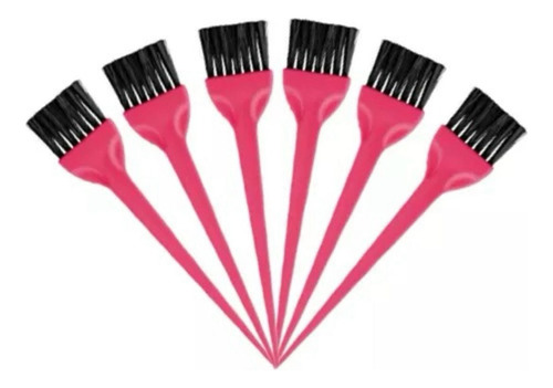 Kit X6 Pinceles Para Tintura Coloración Peluquería Rosa