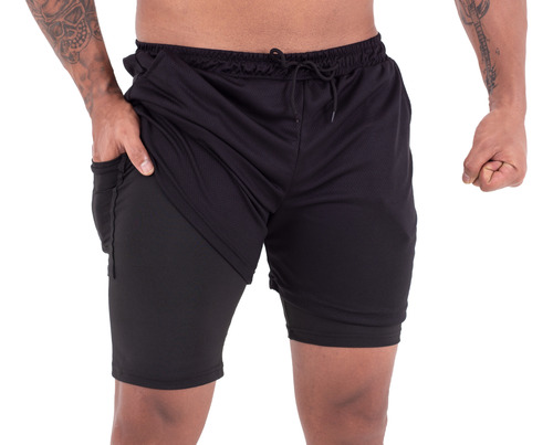 Shorts 2 Em 1 - Dry Fit E Térmico De Compressão Corrida