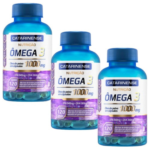 Omega 3 - 1000mg Kit C/3 - 360 Cápsulas - Catarinense Pharma