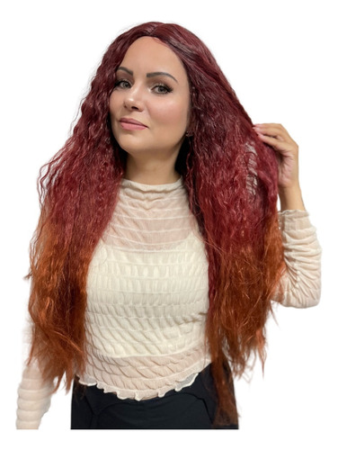 Peruca Longa Cacheada Afro Wig Lace 70cm Fibra Orgânica