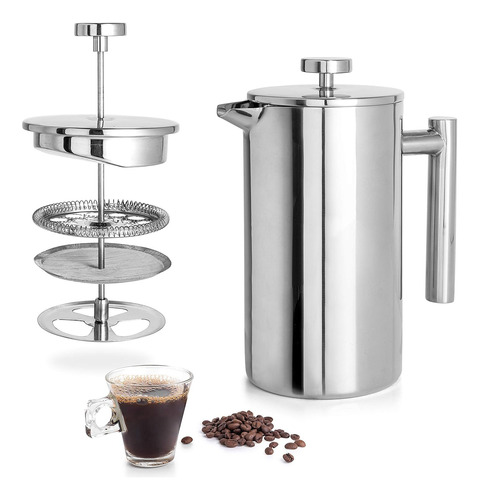 Cafetera Prensa Francesa Acero Inox 27oz (800ml) Cafetera