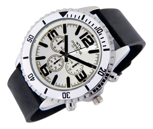 Reloj Montreal Hombre Ml853 Aro Giratorio Malla De Caucho