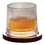 Vaso De Vidrio Whisky Giratoria C/base De Bambu 275ml