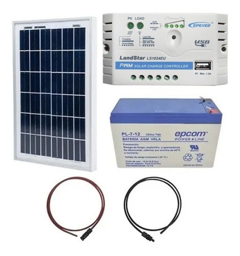 Kit Panel Solar 10w Bateria 7a Controlador Usb Epcom