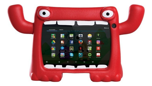 Funda Tablet 7 PuLG Niños Antigolpes Monster Mymo Level Up Color Rojo