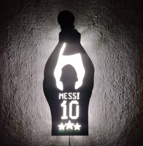Velador Cuadro Messi Copa Tres Estrellas Led  