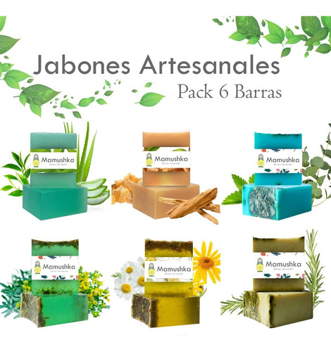 Jabones Herbales Artesanales Pack 6 Barras Mamushka