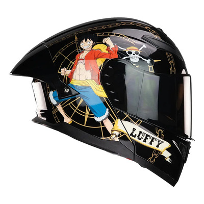 Casco Kov Stark One Piece Luffy Negro Dot Abatible Moto Negro One Piece Brillante S | Meses sin interés