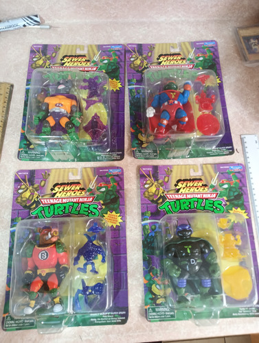 Set De 6 Figuras Tortugas Ninja Estilo Vintage En Caja