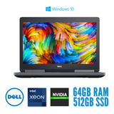 Notebook Dell 7520 Xeon E1505m 64gb Ddr4 512ssd- Funcionando