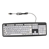 Teclado Usb Con Teclas Grandes Blancas.letras Negras Para