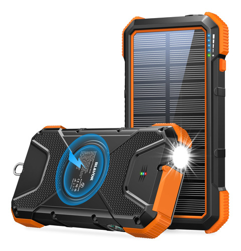 Blavor Cargador Solar Power Bank 18w, Qc 3.0 Cargador