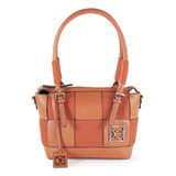 Bolsa Satchel Cloe Para Mujer Chica Look Tejido Color Naranja