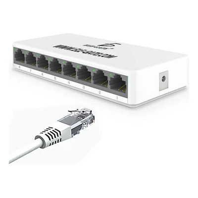 Hub Internet Switch Ethernet Rj45 8 Puertos Red 100m Diseño Compacto Elegante Configuración Plug And Play Color Blanco Ele-gate