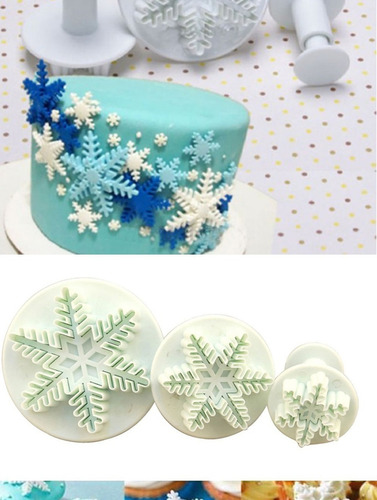 Set Cortador Expulsor Plástico  Estrella De Nieve Repostería