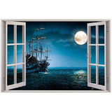 Adhesivo De Pared Para Ventanas Falsas 3d, Barco Pirata...