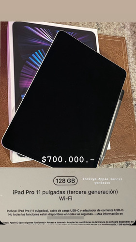 iPad pro Apple 11'' 128gb Con Wifi Color Gris Espacial