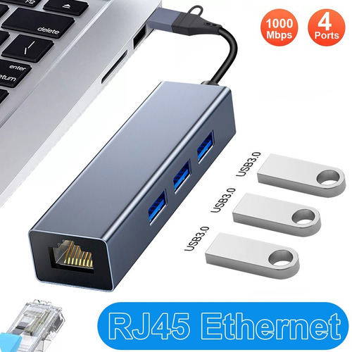 Adaptador Hub Usb 3.0 A Ethernet Rj45 De 1000 Mbps