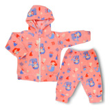 Conjunto Bebe Polar Estampado Campera Y Pantalón Nena