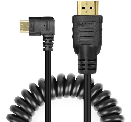 Ucec Cable Mini Hdmi En Espiral En Angulo Recto A Hdmi Ma...