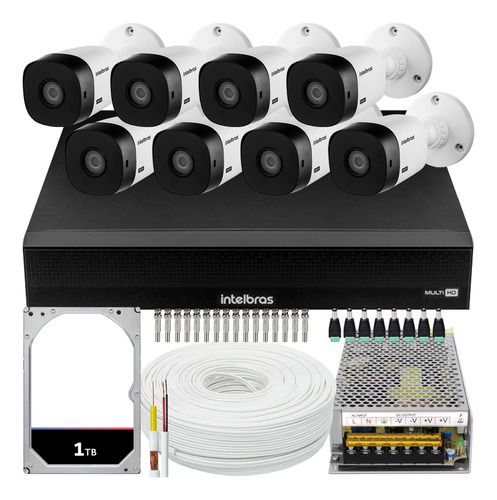 Kit Cftv 8 Cameras Full Hd Vhl 1220 Dvr Intelbras 1016-c 1tb