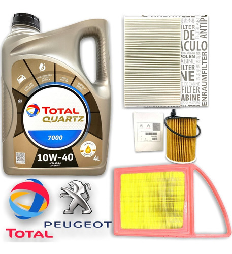 Kit Service 3 Filtros + Aceite Total 7000 Citroen C4 1.6 Hdi