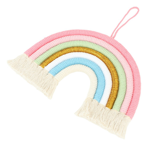 Decoración De Pared Con Arcoíris, Macramé, 7 Colores, Tejido