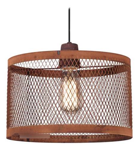 Lampara Colgante Vintage Industrial Reja Led Oxido Grande