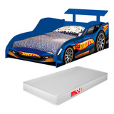 Cama Solteiro Com Colchão Carro Stock Car Azul