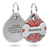 Placa Perro Personalizada Hueso Tag Acero Inoxidable Premium Color Rojo