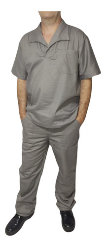 Conjunto Brim Calça E Camisa Manga Curta Uniforme Trabalho