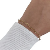 Pulsera Corazones Plata Gold 925 Dorado