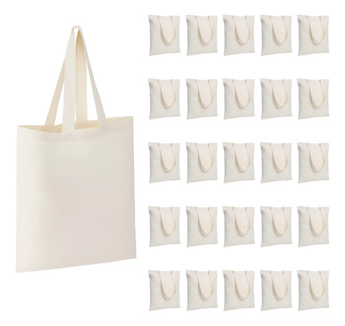 25 Bolsas Ecológicas De Manta Cruda 40 X 35 Cm. 100% Algodón